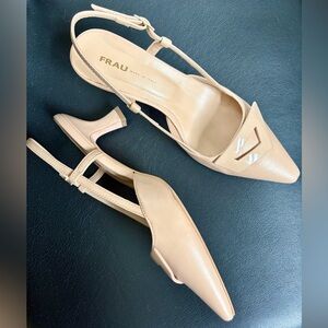 FRAU Leather Nude Heels – Leather Lined | Sz 39 | 2.5” Heel